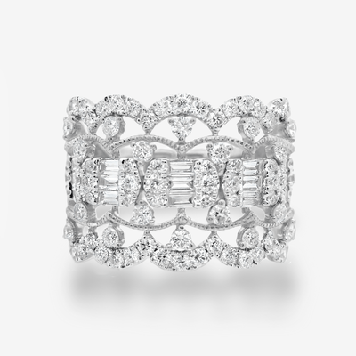 Vintage Inspired Baguette & Round Diamond Ring