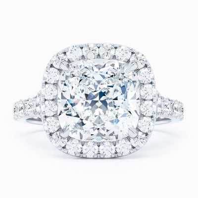 square cut diamond halo engagement ring in white gold