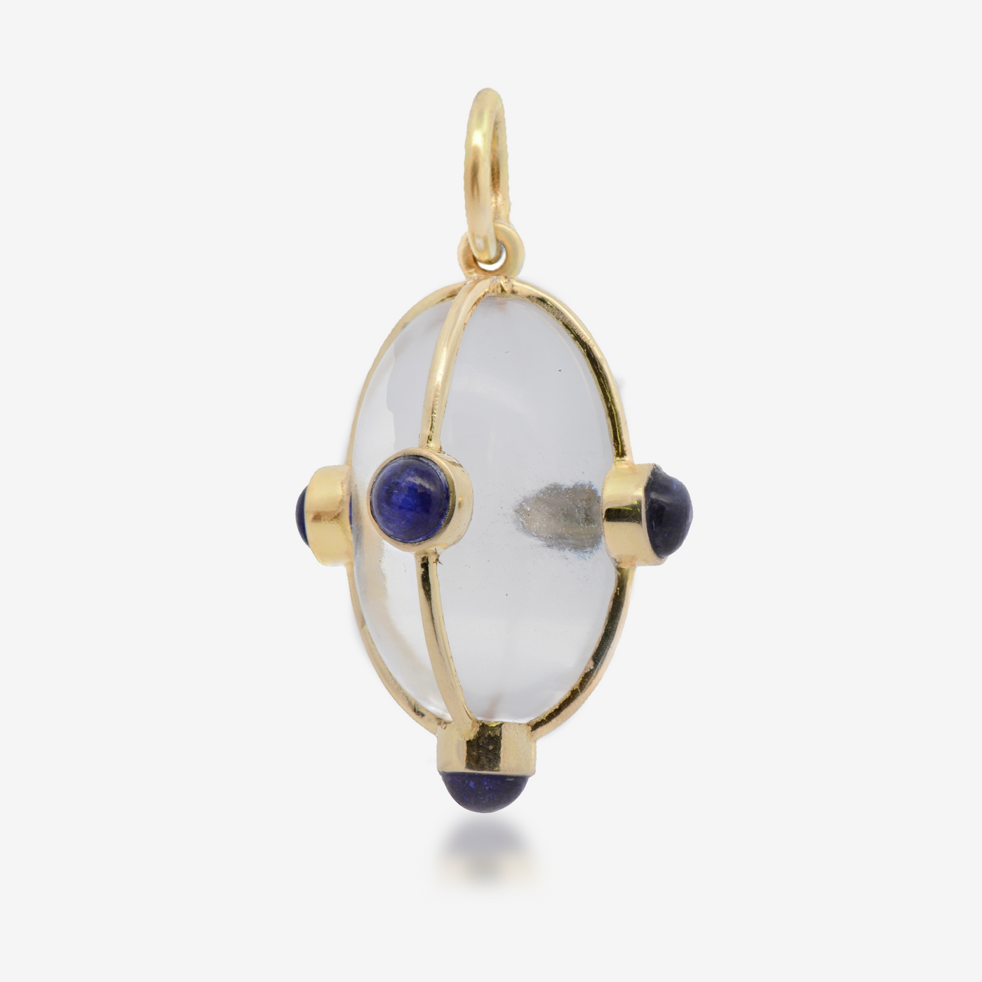 Rock Crystal Blue Sapphire Charm
