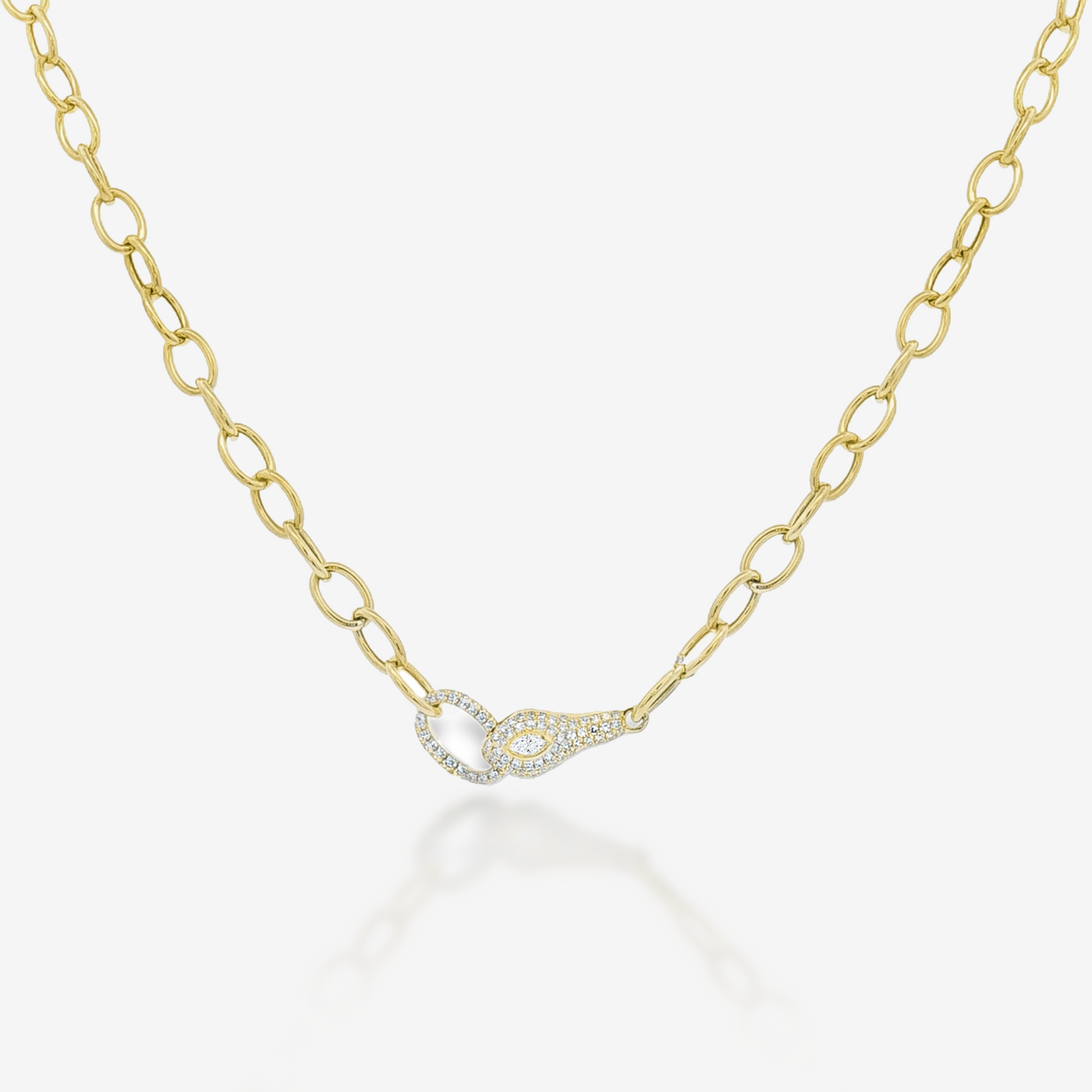 Rolo Link Diamond Serpent Necklace