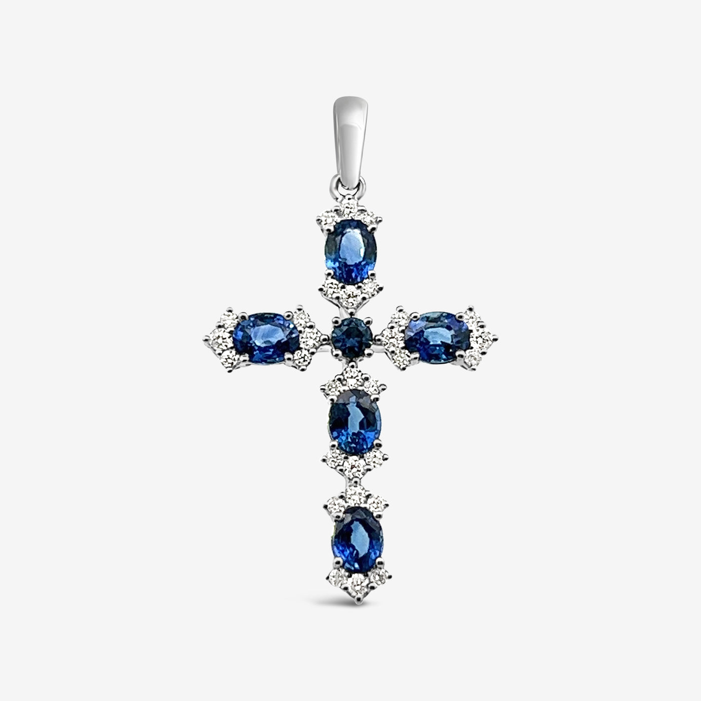 Romantic Sapphire & Diamond Cross Pendant
