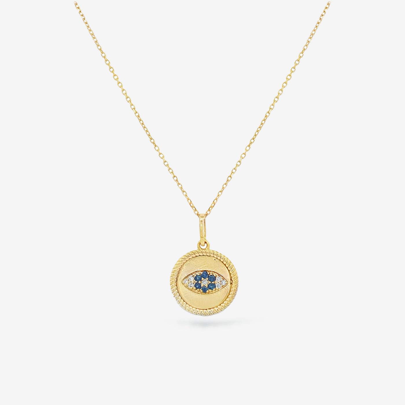 Rope Edged Evil Eye Medallion Necklace
