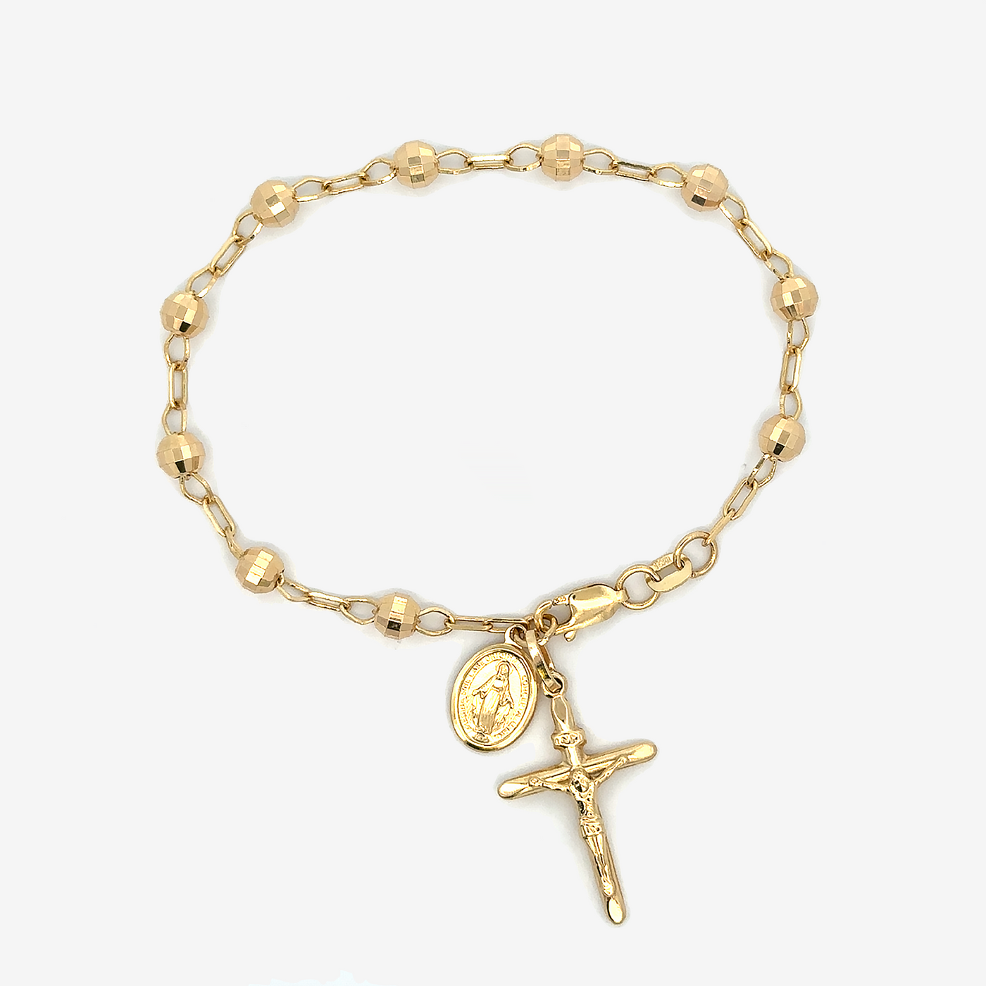 Rosary Bright Cut Bead It Bracelet