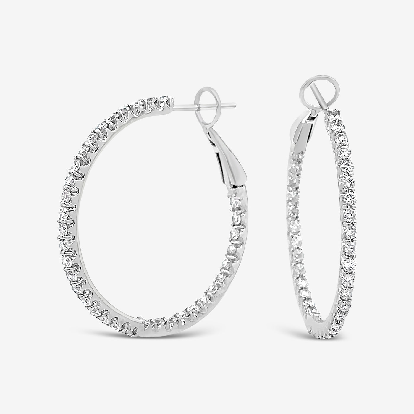 inside out diamond round hoop earrings