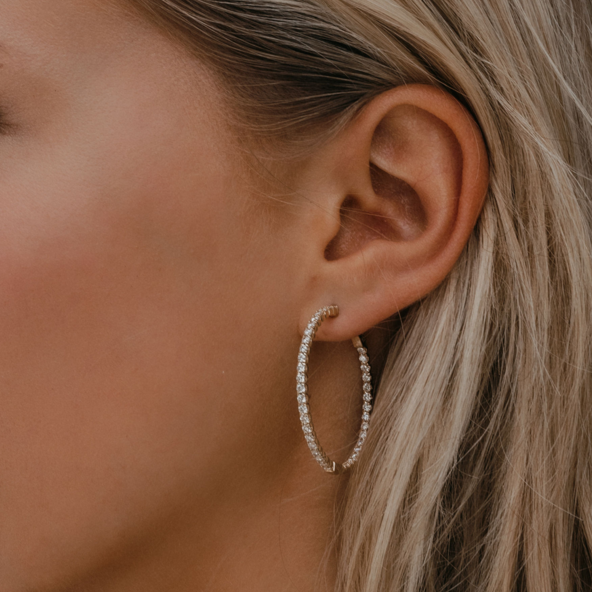 eternity diamond hoop earrings