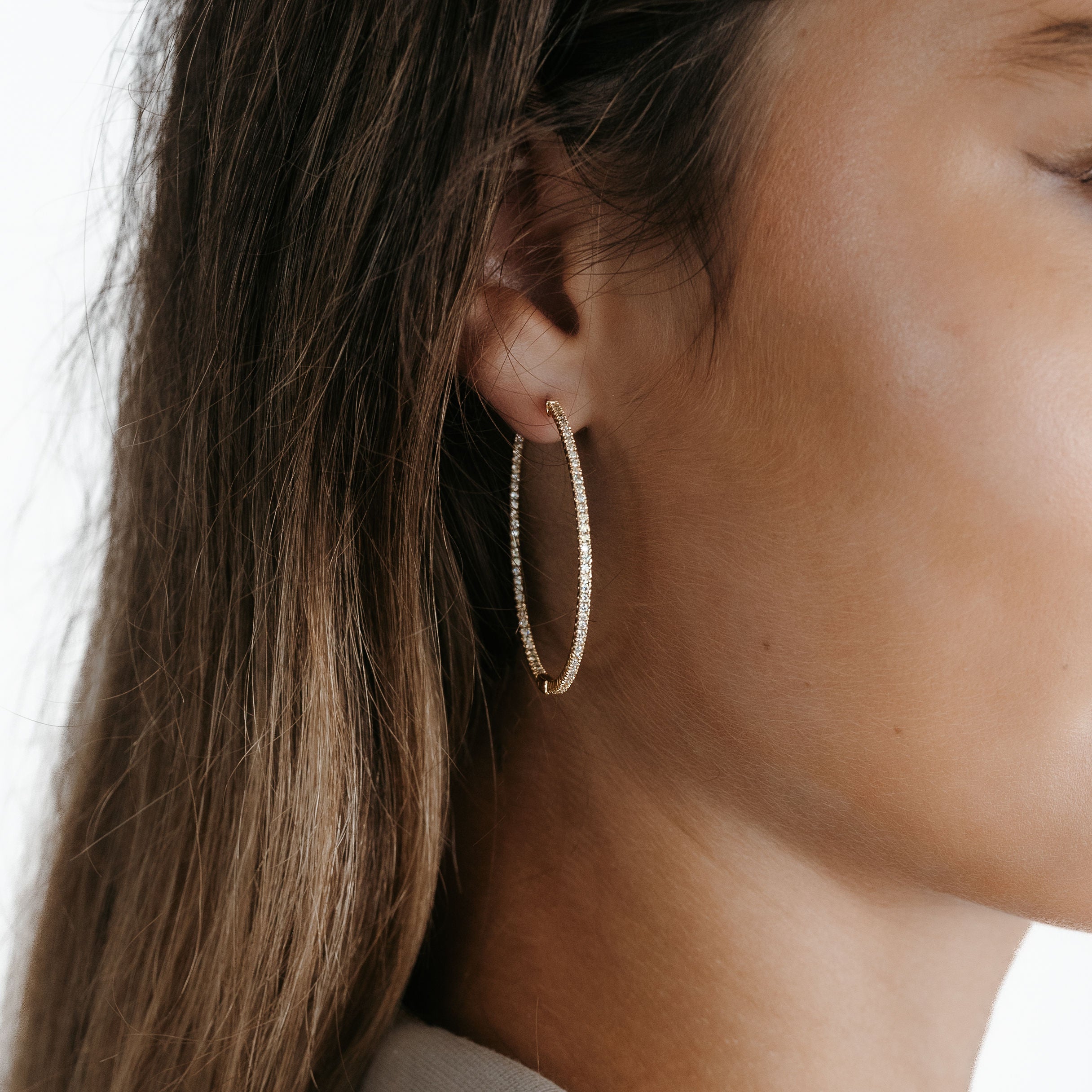 diamond eternity hoop earrings