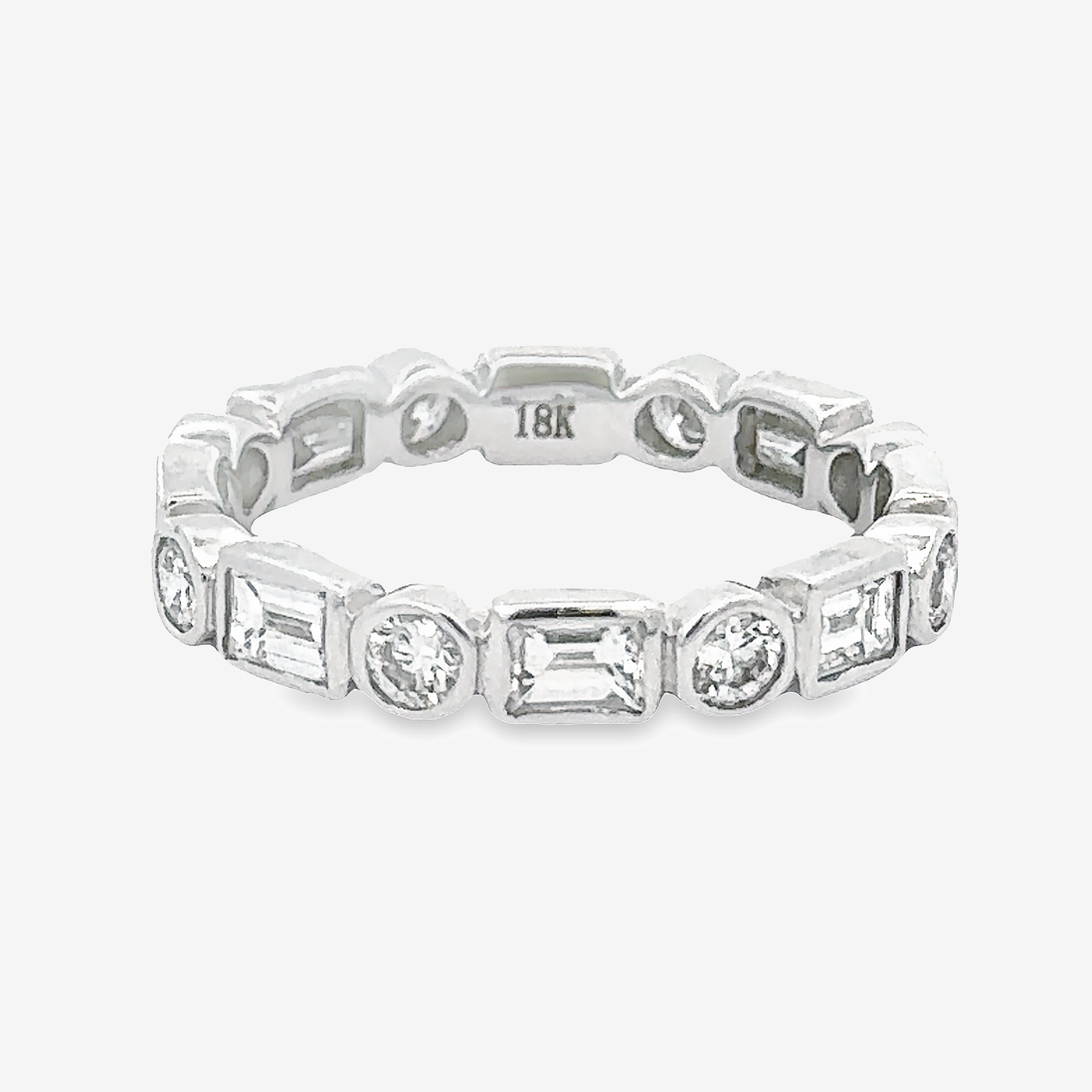 round and baguette cut diamond eternity ring