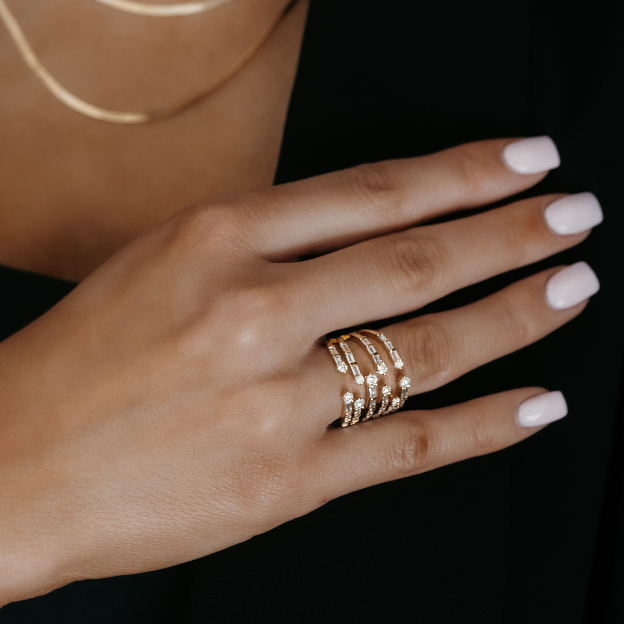 stacked diamond cuff ring