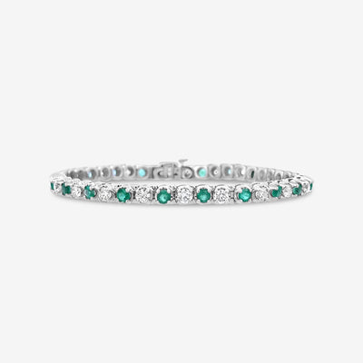 Round Emerald & Diamond Tennis Bracelet