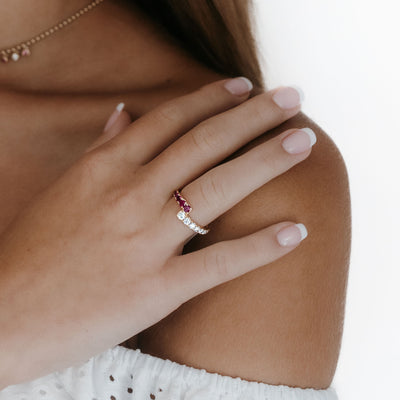 ruby and diamond bypass ring