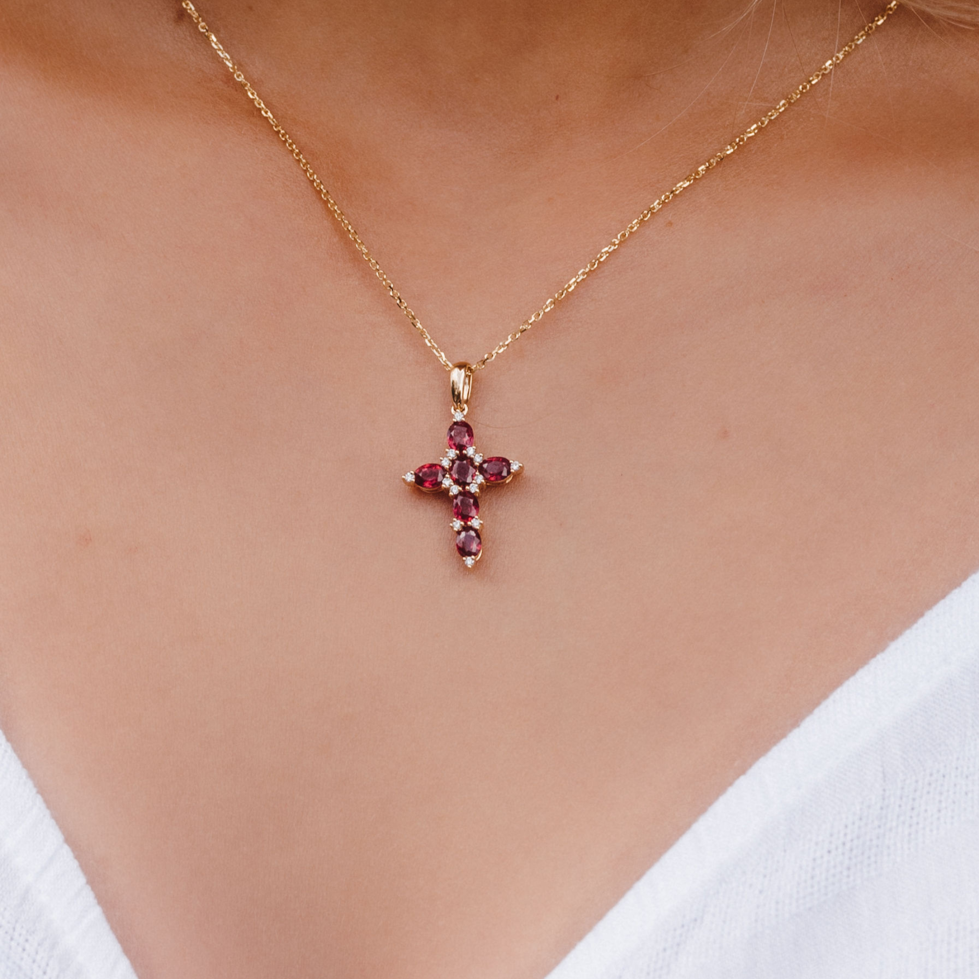 ruby and diamond cross pendant