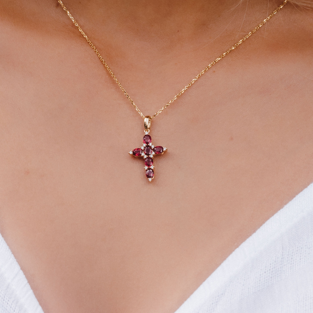 1.50ct Ruby Diamond Cross Pendant