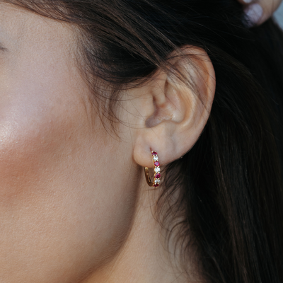 ruby and diamond hoop earrings