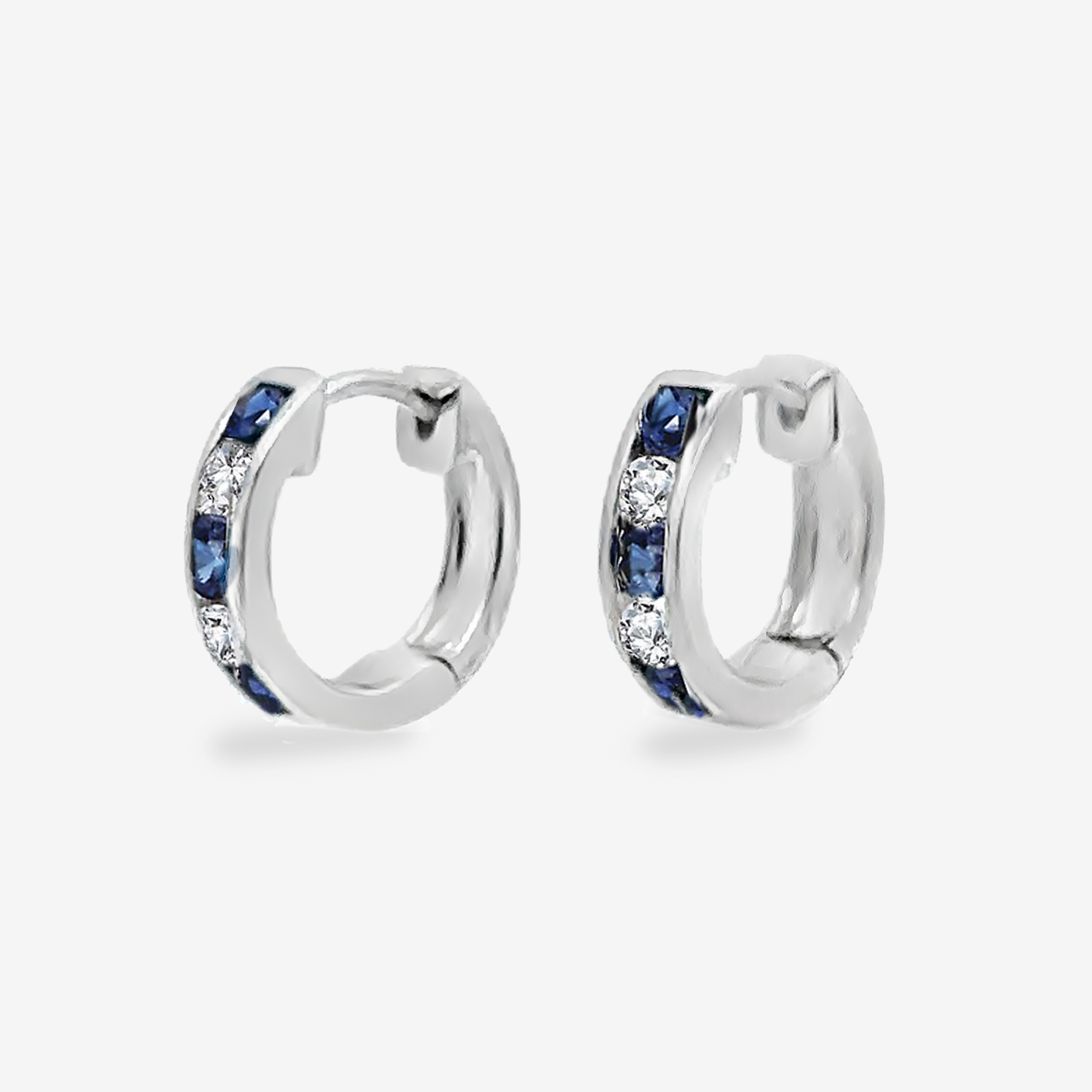 Sapphire & Diamond Channel Set Huggie Earrings