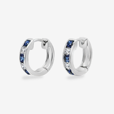 Sapphire & Diamond Channel Set Huggie Earrings