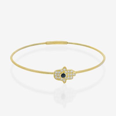 Sapphire & Diamond Hamsa Bangle Bracelet