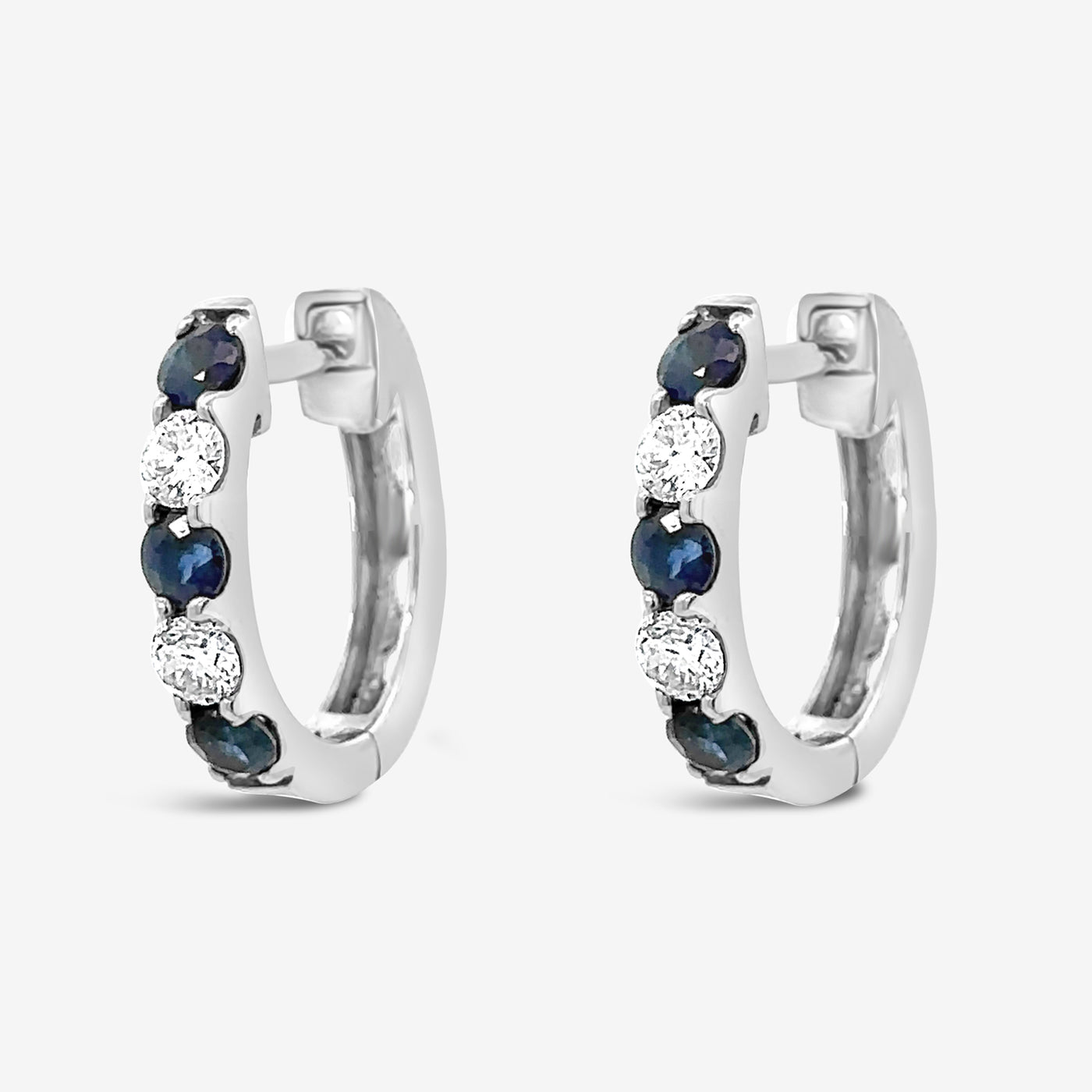 sapphire and diamond huggie hoop earrings