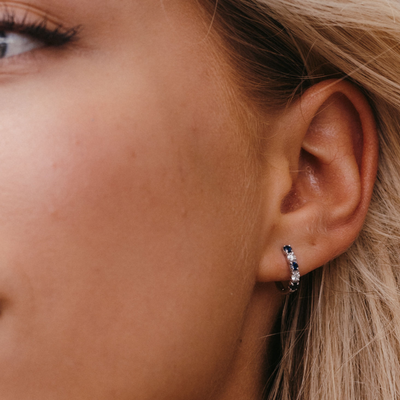 sapphire and diamond huggie hoop earrings