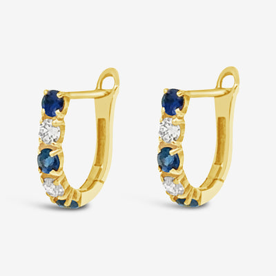 sapphire and diamond huggie earrings