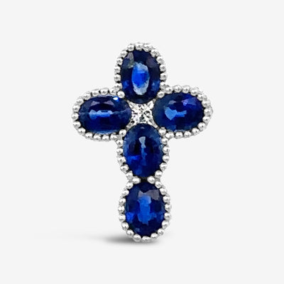 Sapphire & Diamond Floating Cross Pendant