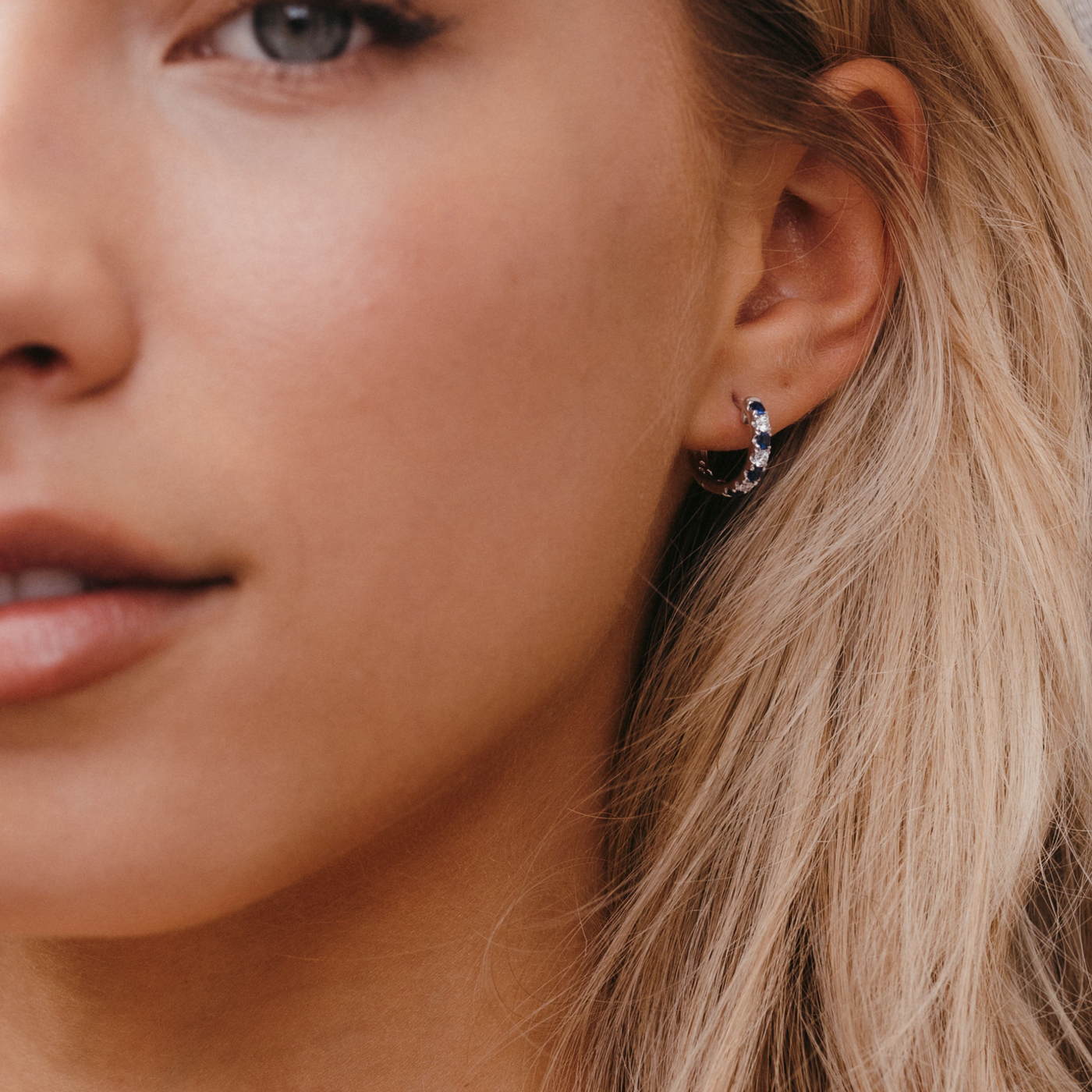 sapphire and diamond hoop earrings