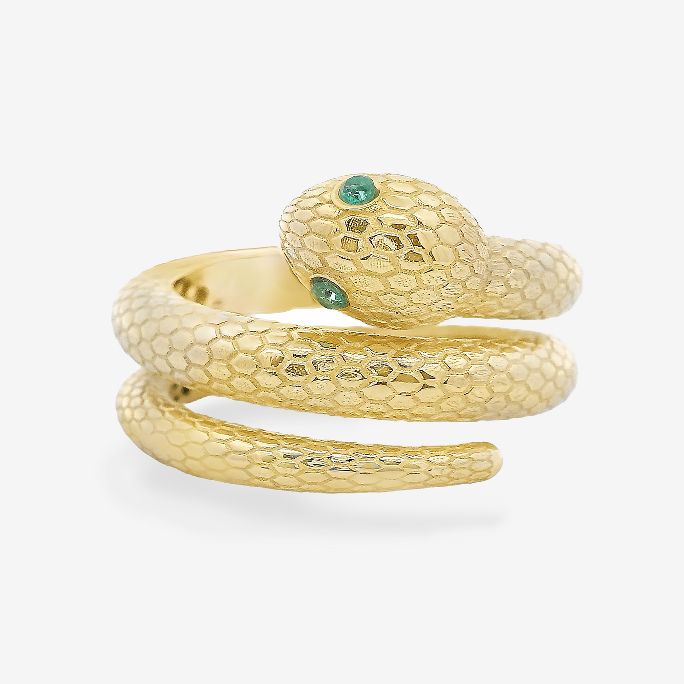 Scaled Snake Emerald Eyes Wrap Ring