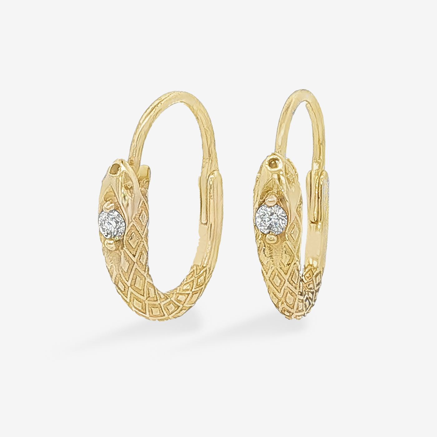 Serpent Diamond U Hoop Huggie Earrings
