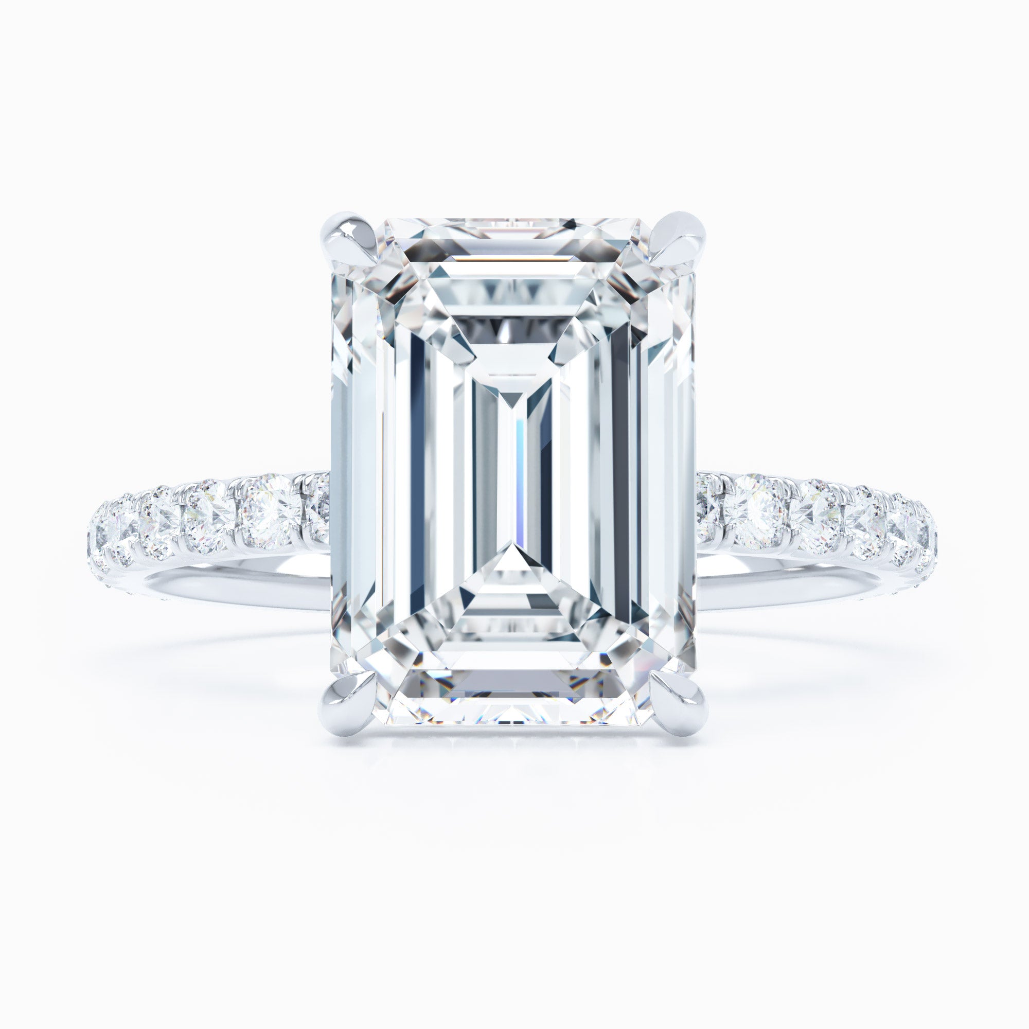 white gold emerald cut diamond engagement ring