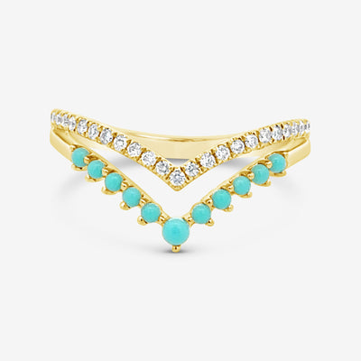 Sleeping Beauty Turquoise & Diamond Chevron Ring