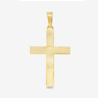 24MM Classic Solid Gold Square Cross Pendant