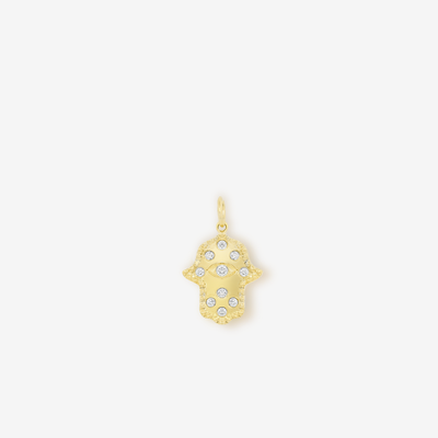 Small Diamond Sand Blasted Hamsa Pendant