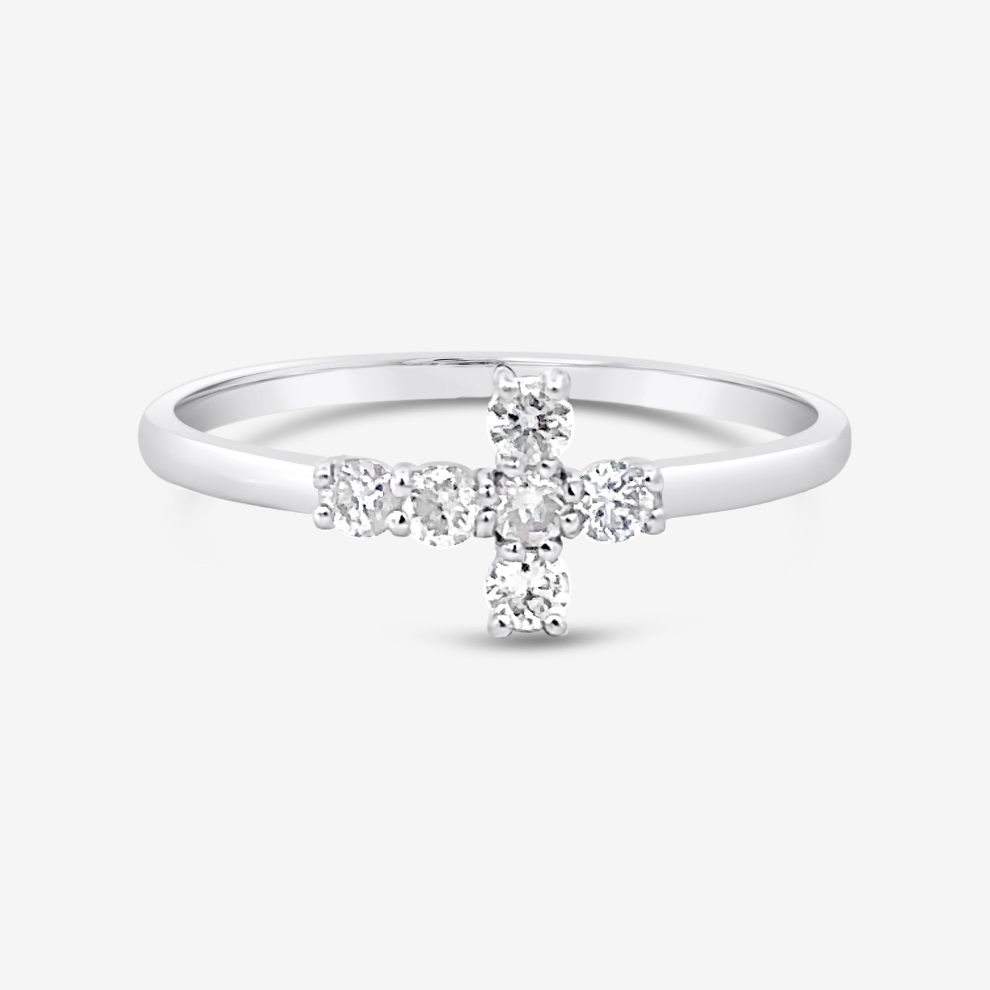 white gold diamond cross ring