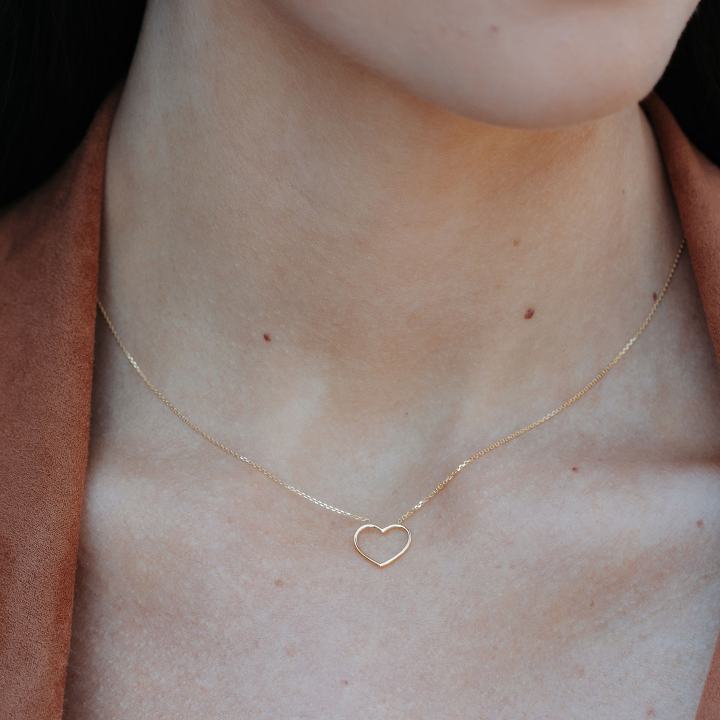 gold open heart necklace