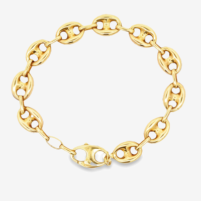 puffed anchor link gold bracelet