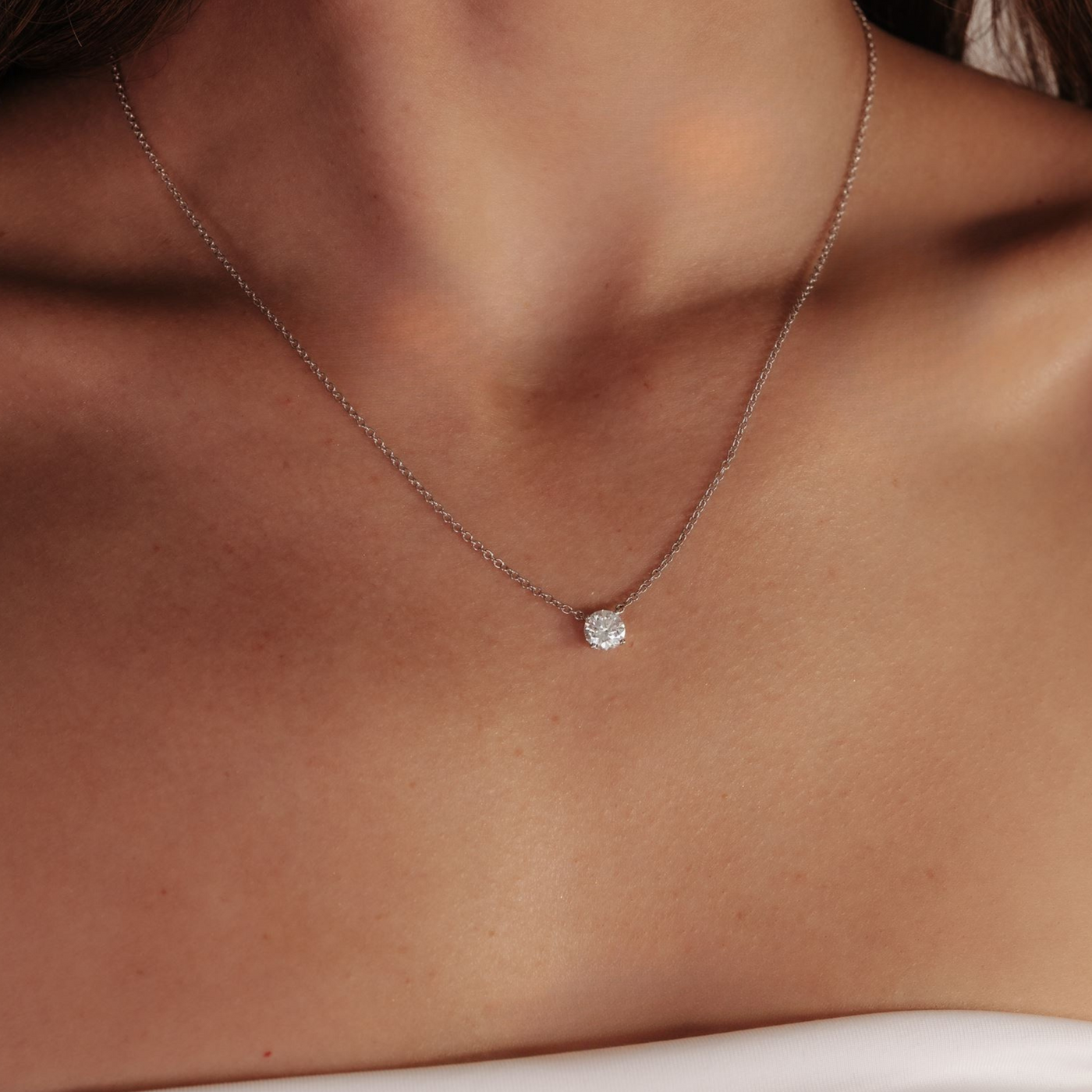 Solitaire 1.05CT Round Diamond Necklace