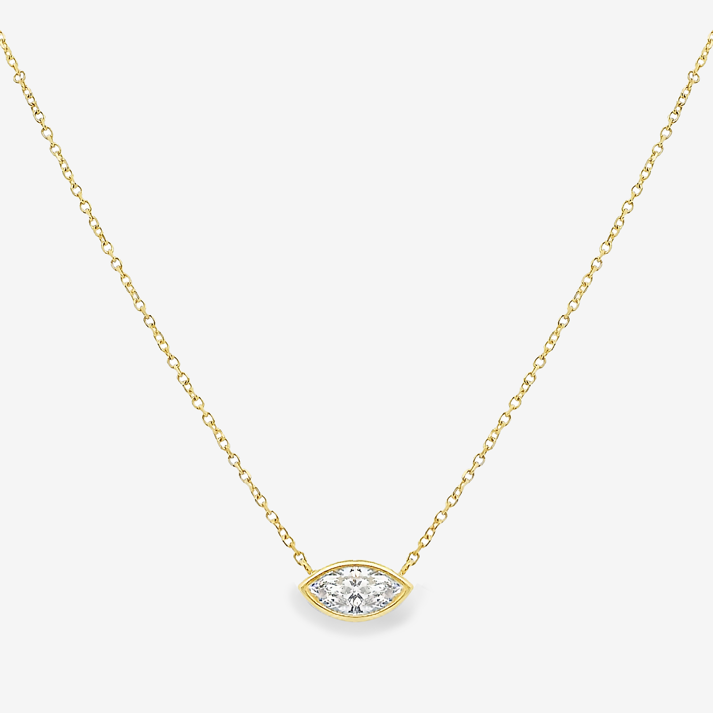 Solitaire Bezel Marquise 0.51CT Diamond Necklace