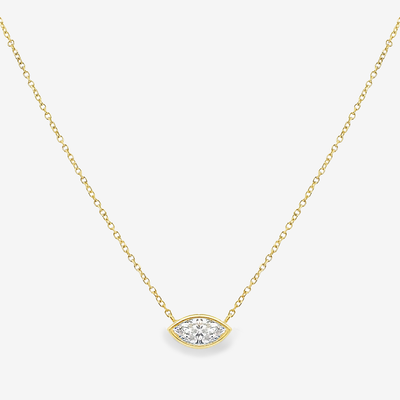 Solitaire Bezel Marquise 0.51CT Diamond Necklace
