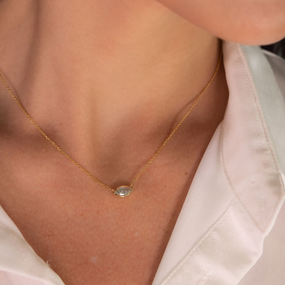 Solitaire Bezel Marquise 0.51CT Diamond Necklace