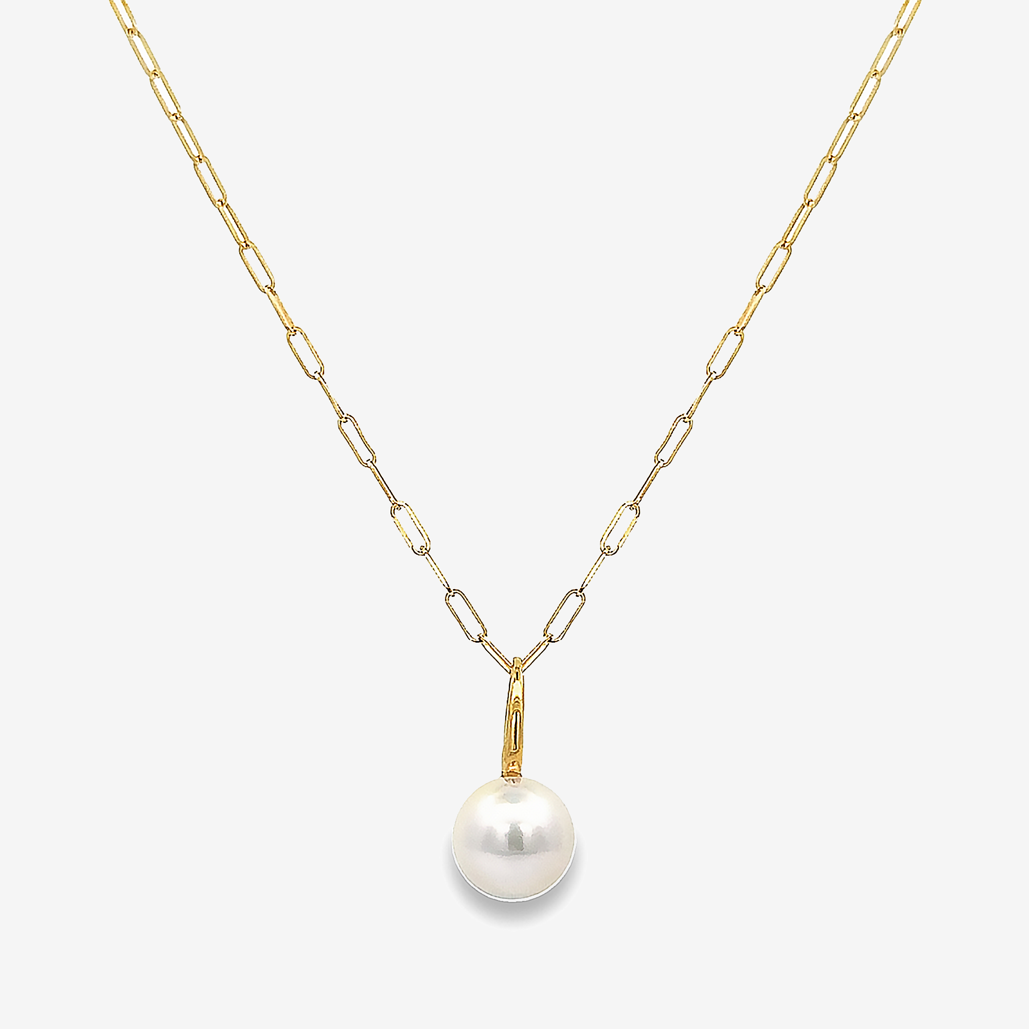 south sea pearl and paperclip drop neckalce