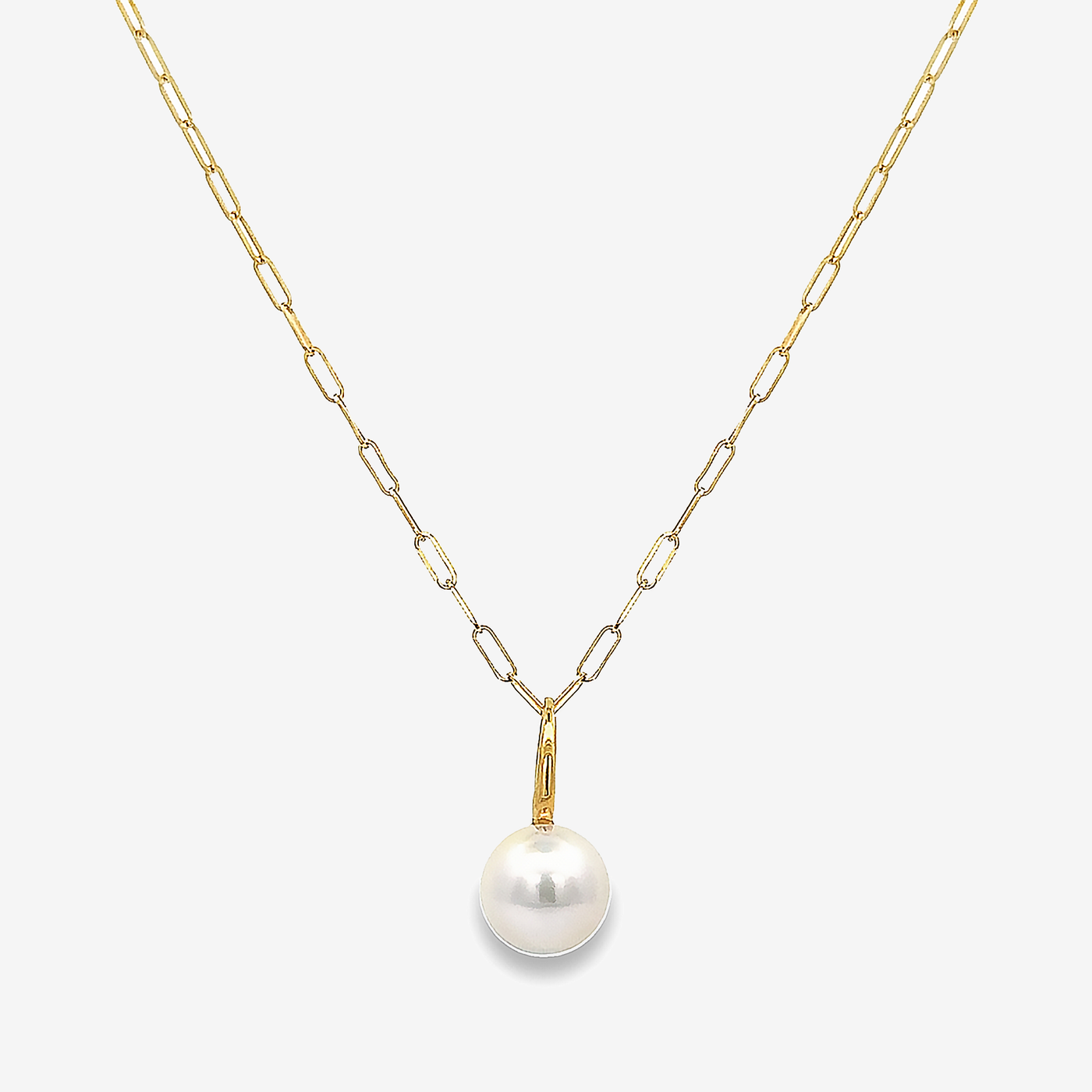 south sea pearl and paperclip drop neckalce