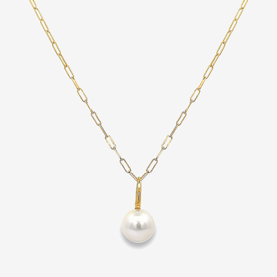 south sea pearl and paperclip drop neckalce