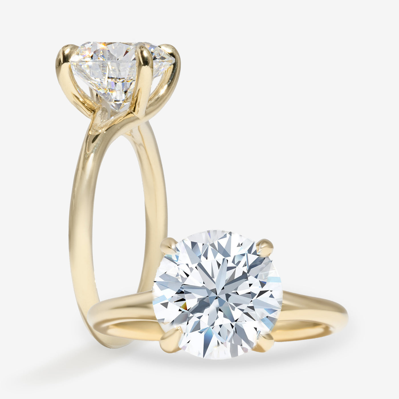 Splits Solitaire Y - Criss Cross - Round Engagement Ring