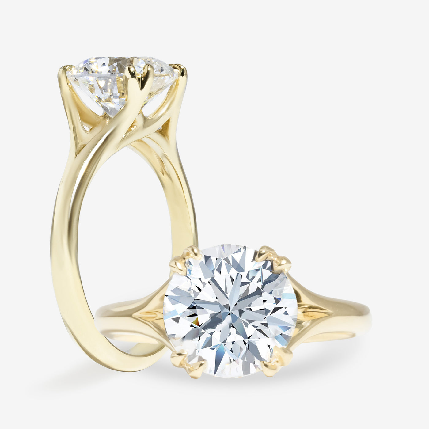 Splits Cathedral Y - Split Prong - Round Engagement Ring