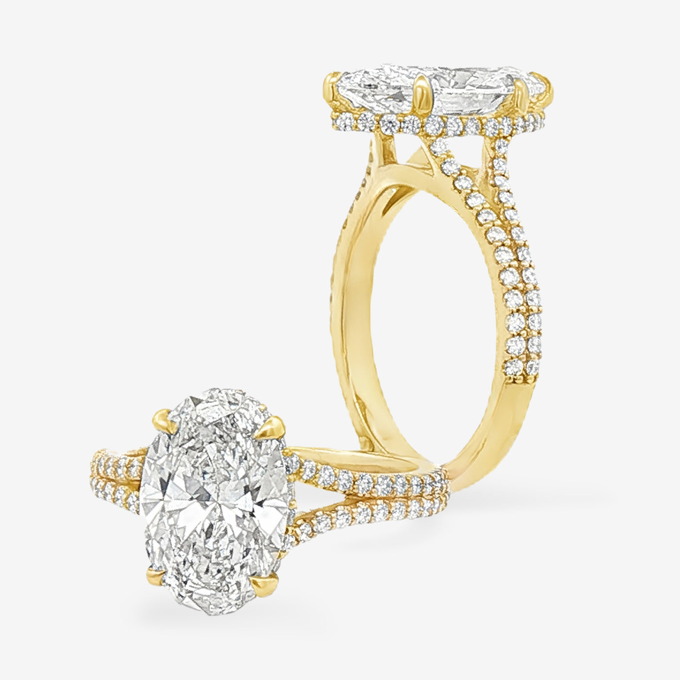 Splits French Pave - Oval Engagement Ring