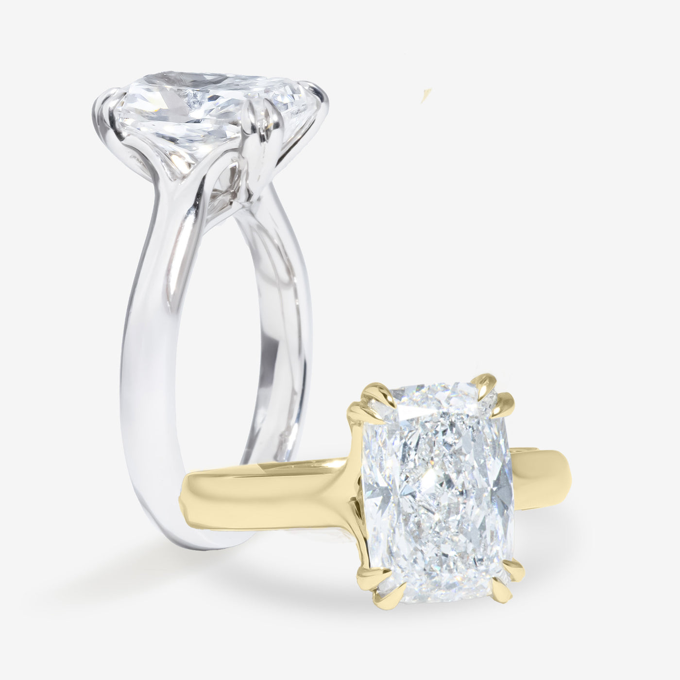 Splits Cathedral Wide - Split Prong - Elongated Cushion Engagement Ring