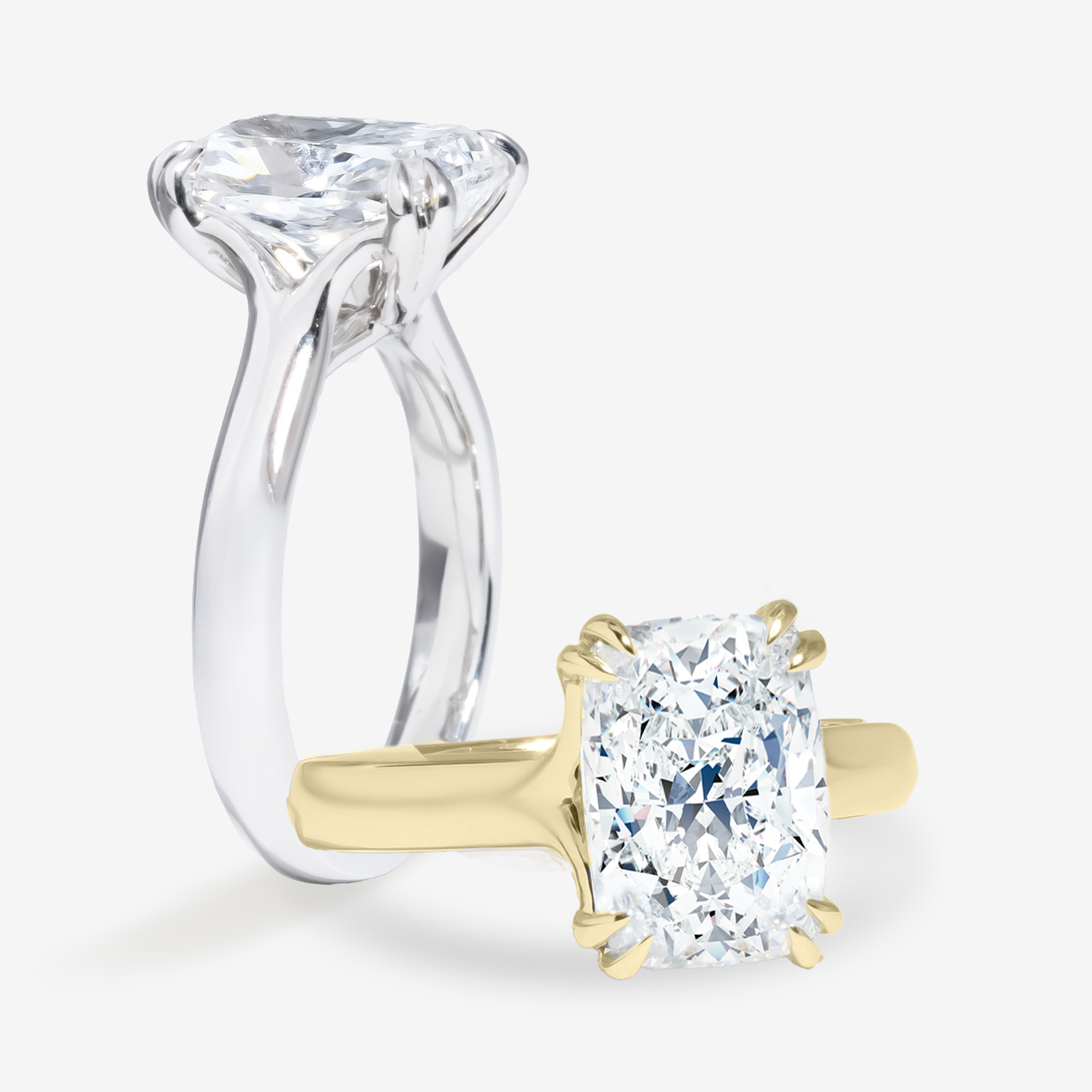 Splits Cathedral Wide - Split Prong - Elongated Cushion Engagement Ring