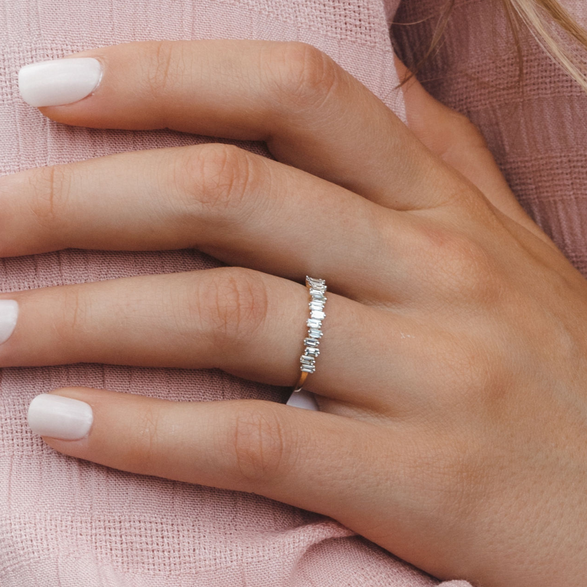 Stackable Asymmetrical Baguette Ring