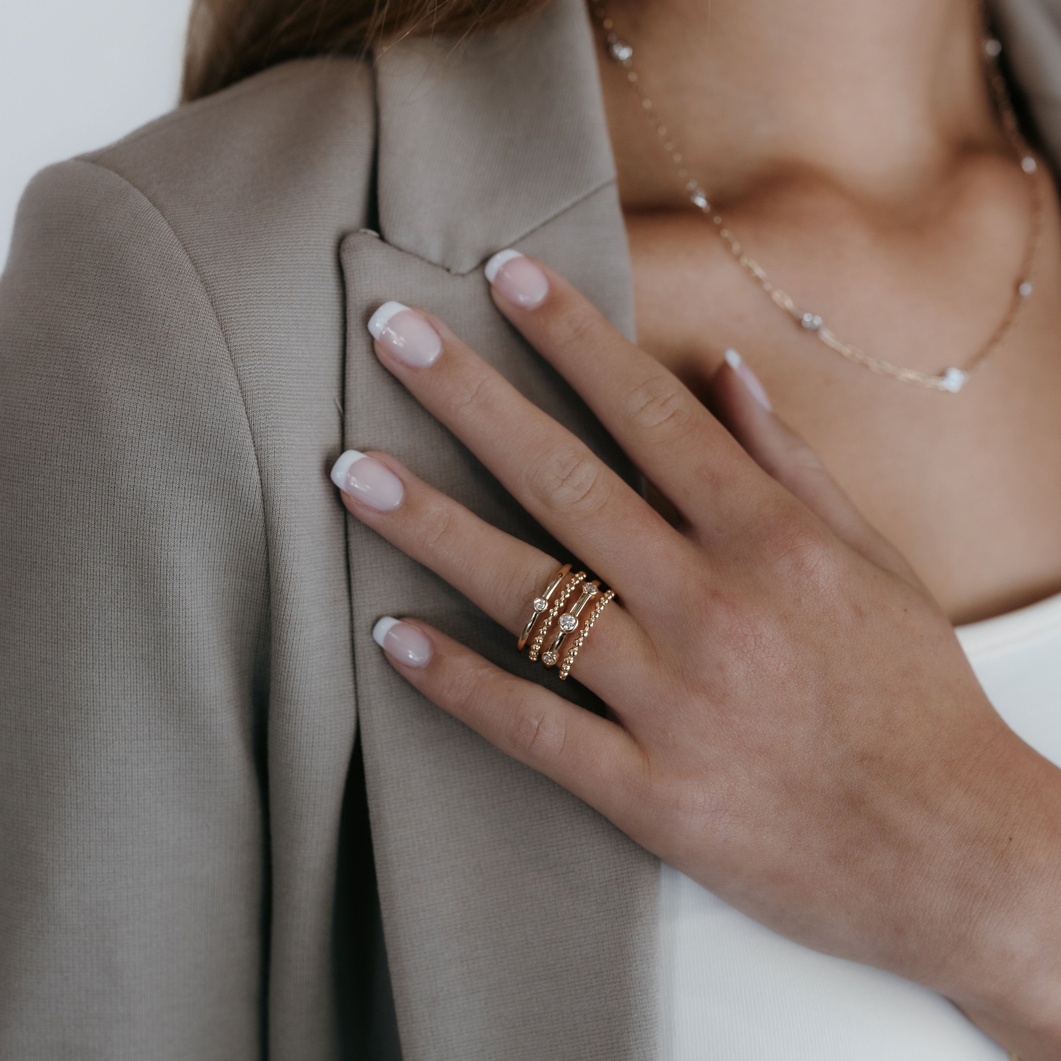 gold and diamond stacked ring
