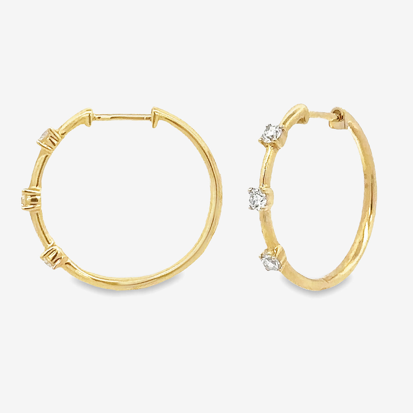 studded diamond hoop earrings