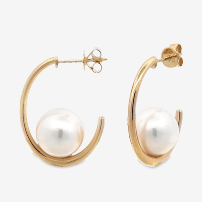 suspended pearl hoop earrings